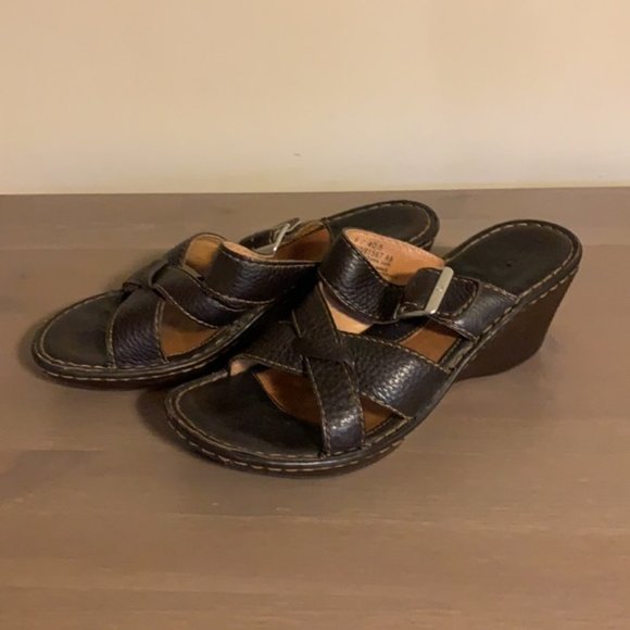 Born Leather Wedge Sandals - Women’s Size 9 / 40.5 - Picture 2 of 8